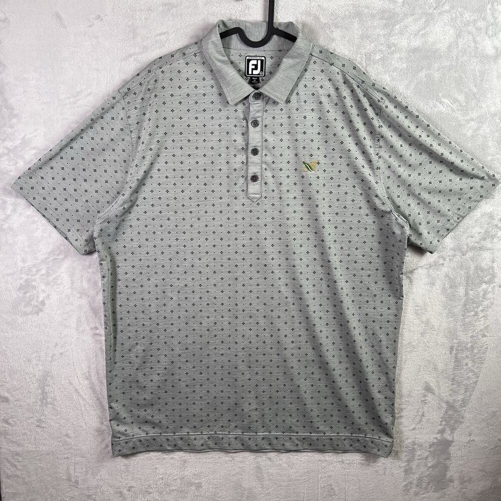 Footjoy Polo Men's XL Geometric Print Grey Banyan Creek Golf Course FL Collared